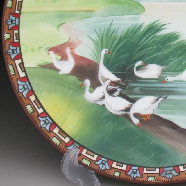ノリタケ オールドノリタケ 湖畔風景水鳥絵 プレート 25cm ノリタケ オールドノリタケ 湖畔風景水鳥絵 プレート 25cm