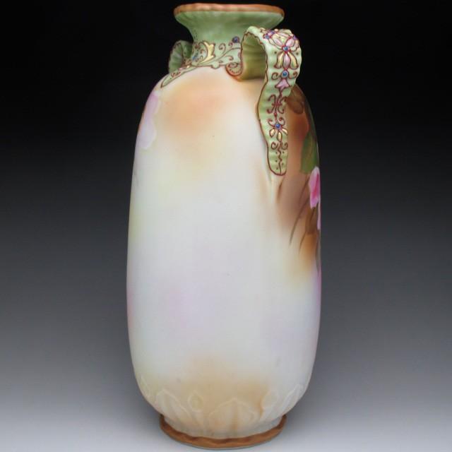 オールドノリタケ エナメル盛りジュール花絵 花瓶 28cm : no731  
