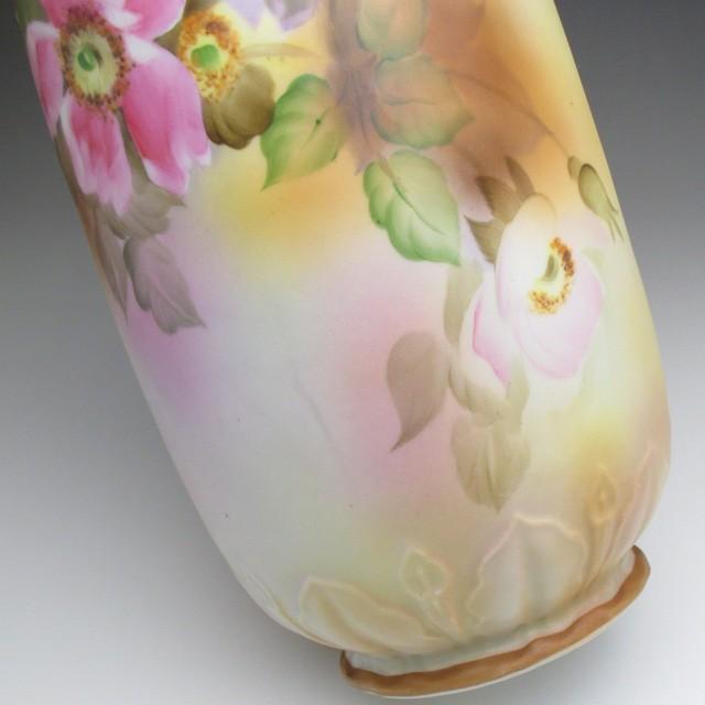 オールドノリタケ エナメル盛りジュール花絵 花瓶 28cm : no731  