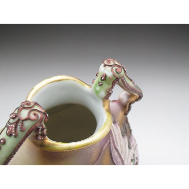 オールドノリタケ ドラゴン盛り上げ 花瓶 :no808:アンティーク陶磁器 