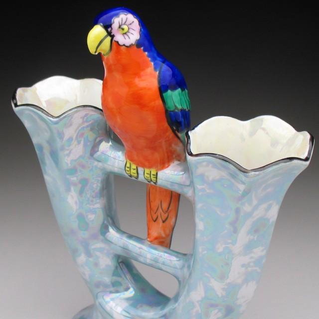 ノリタケ木にとまる小鳥置物