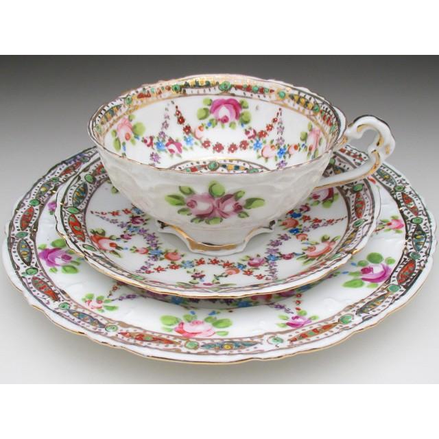 ノリタケ オールドノリタケ 金彩花綱薔薇絵 トリオ カップ＆ソーサー 