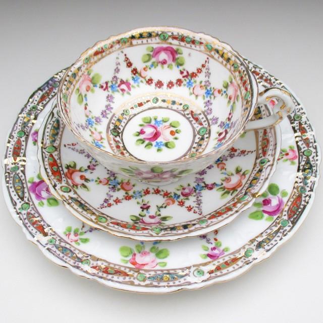 ノリタケ オールドノリタケ 金彩花綱薔薇絵 トリオ カップ＆ソーサー