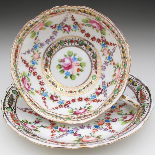 ノリタケ オールドノリタケ 金彩花綱薔薇絵 トリオ カップ＆ソーサー