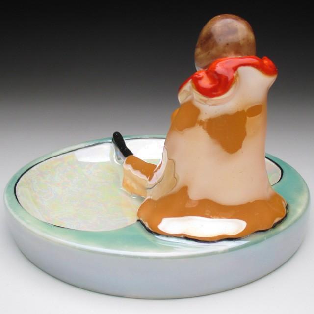 ノリタケ オールドノリタケ ピエロフィギュア付 小物入れ