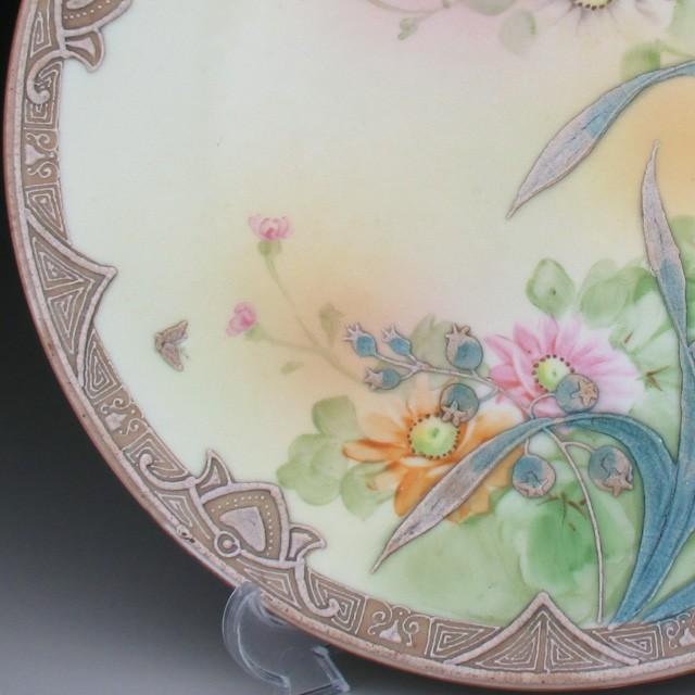 ノリタケ オールドノリタケ 盛り上げ草花絵 プレート 22cm ノリタケ オールドノリタケ 盛り上げ草花絵 プレート 22cm