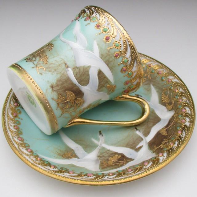 限定価格セール！】 オールドノリタケ エナメル金彩盛り フライング