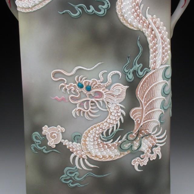 オールドノリタケ ドラゴン盛り上げ大花瓶　２９㎝ ノリタケ オールドノリタケ ドラゴン盛り上げ 花瓶 21cm