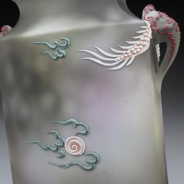 オールドノリタケ ドラゴン盛り上げ 花瓶 21cm