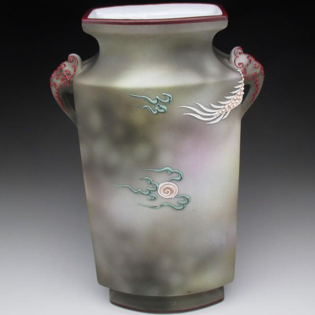 オールドノリタケ ドラゴン盛り上げ 花瓶 21cm