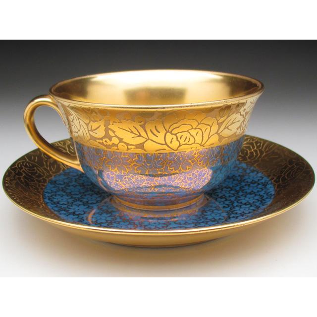 オールドノリタケ ゴールド薔薇文 トリオ カップ＆ソーサー＆プレート