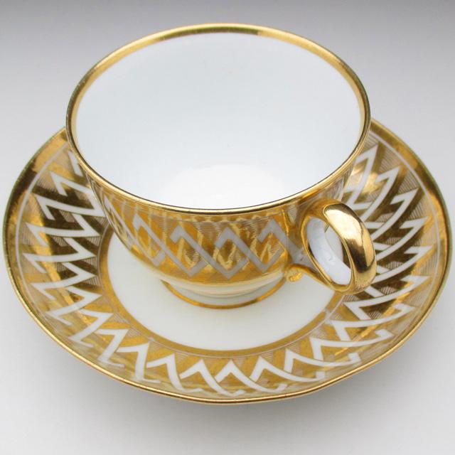 ROYAL WORCESTER ウースター 金彩幾何学文 カップ＆ソーサー 