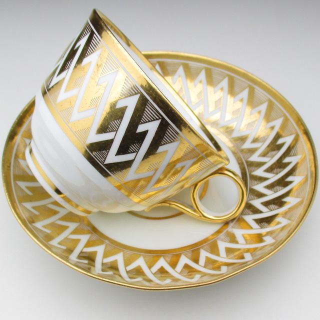 ROYAL WORCESTER ウースター 金彩幾何学文 カップ＆ソーサー 