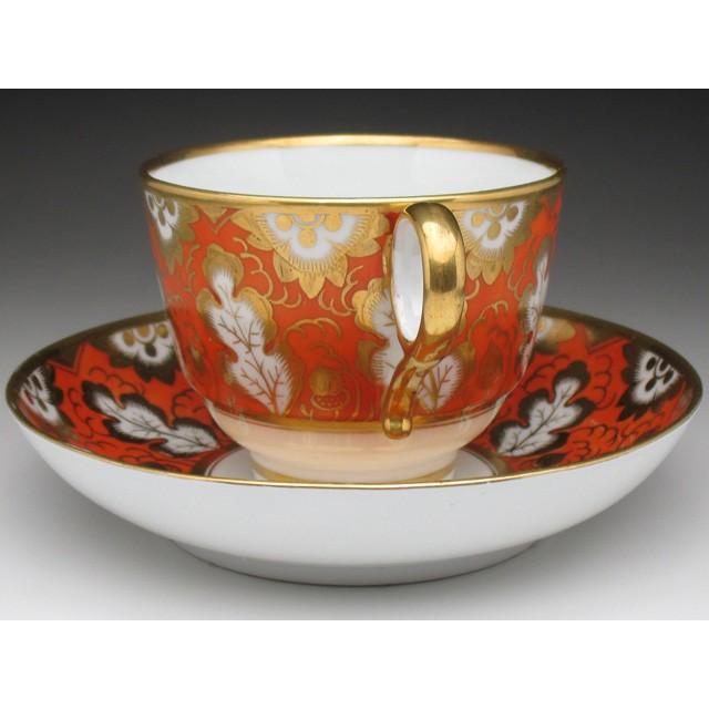 ROYAL WORCESTER ウースター レッドオレンジ地団栗唐草文 カップ