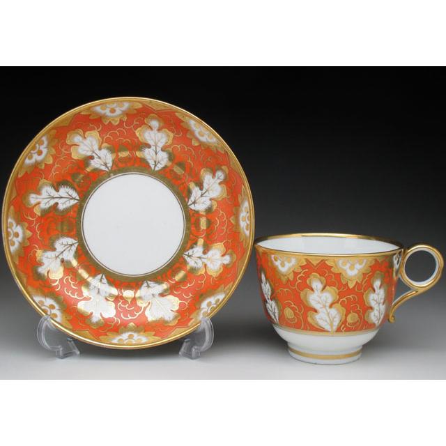 ROYAL WORCESTER ウースター レッドオレンジ地団栗唐草文 カップ