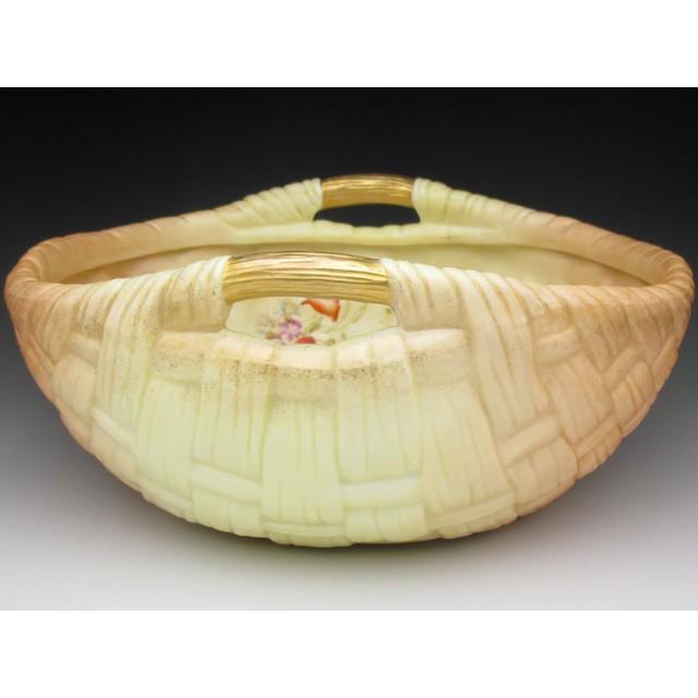 ロイヤルウースター エンボス網笊形草花絵 ボウル 22cm アンティーク