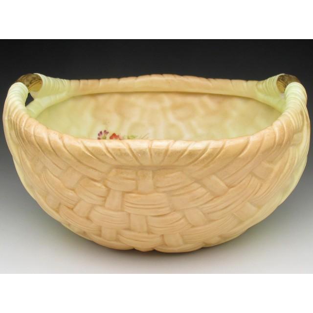 ロイヤルウースター エンボス網笊形草花絵 ボウル 22cm アンティーク