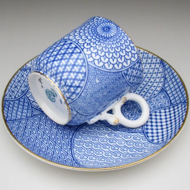 ROYAL WORCESTER ロイヤルウースター 染付家紋文 カップ＆ソーサー 