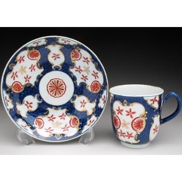 ROYAL WORCESTER ウースター 初期 藍地イマリ文 カップ＆ソーサー 