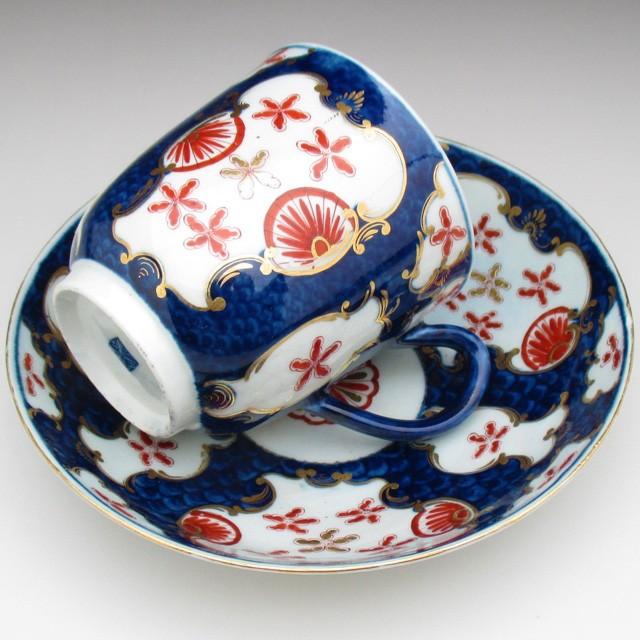 ROYAL WORCESTER ウースター 初期 藍地イマリ文 カップ＆ソーサー 
