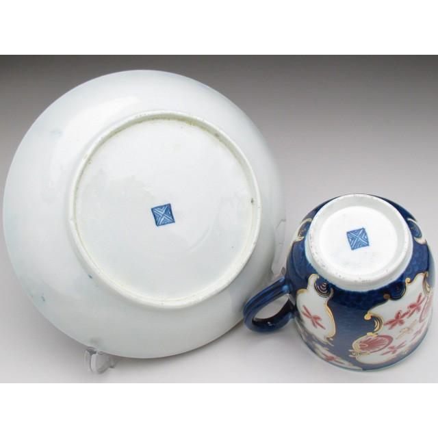ROYAL WORCESTER ウースター 初期 藍地イマリ文 カップ＆ソーサー 
