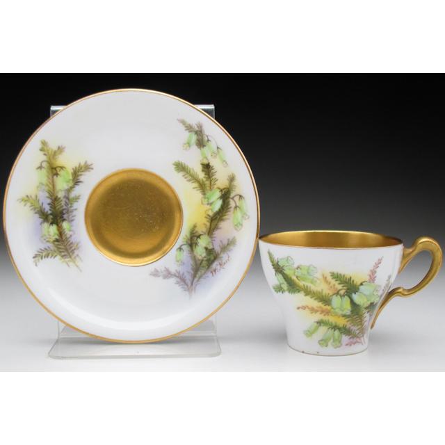 ロイヤルウースター 金彩草花絵 カップ＆ソーサー アンティーク 1917年