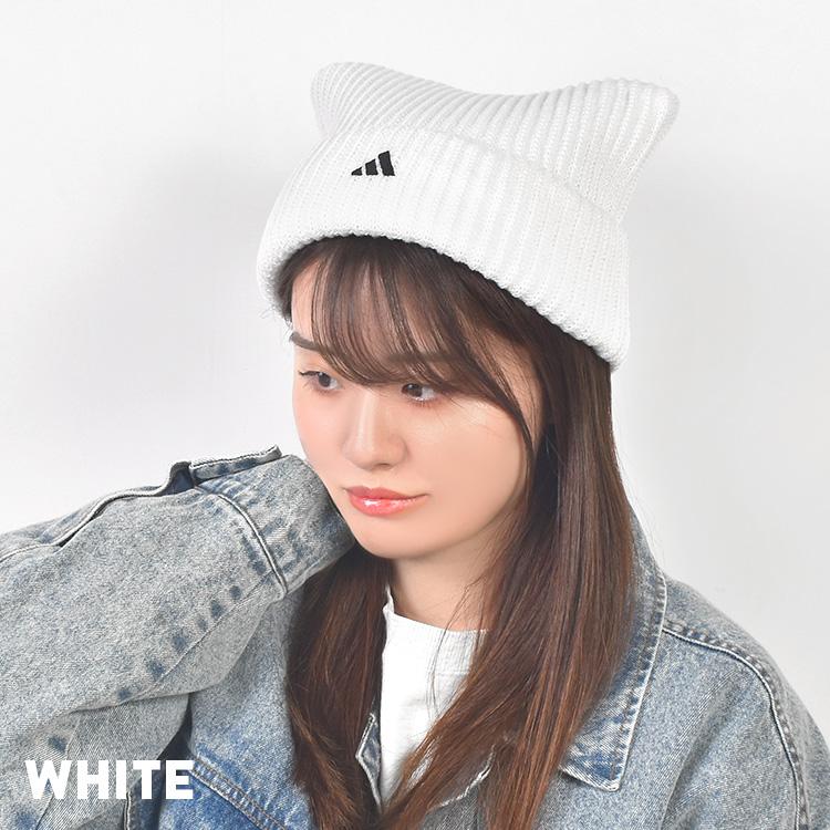 猫耳 ニット帽 adidas アディダス レディース 女子 ねこ耳 レオパード ニットキャップ 帽子 ホワイト ブラック 中学生 高校生 | adidas | 07