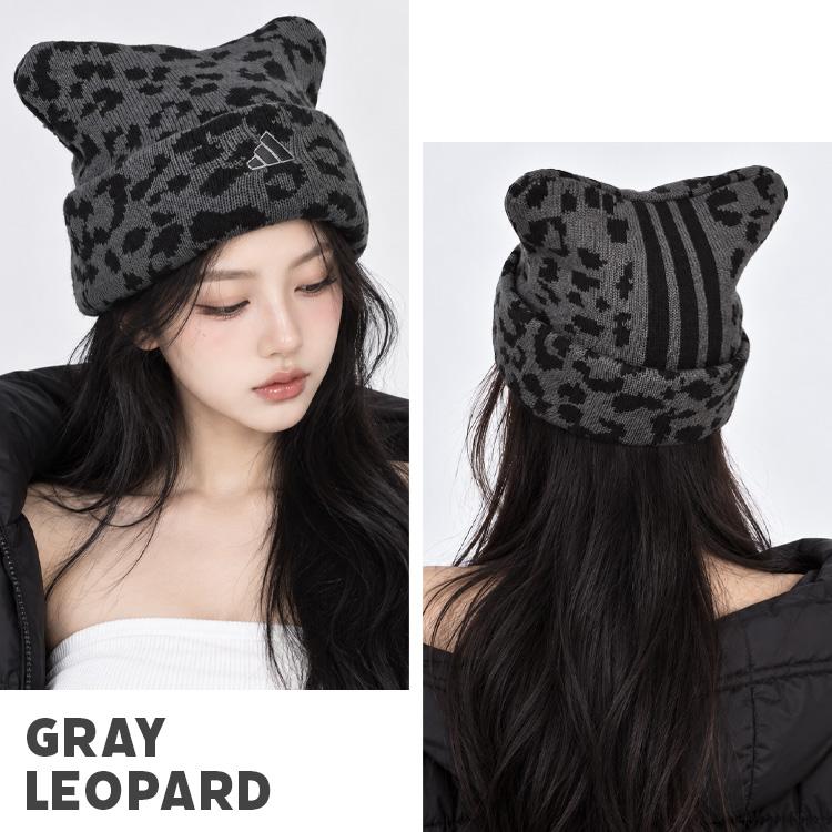 猫耳 ニット帽 adidas アディダス レディース 女子 ねこ耳 レオパード ニットキャップ 帽子 ホワイト ブラック 中学生 高校生 | adidas | 10