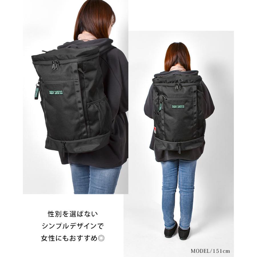 リュック メンズ バックパック BEN DAVIS ベンデイビス 大容量 リュックサック 30L ボックス型 スクエア おしゃれ 黒 撥水 レディース 部活 通学 丈夫 A4 B4｜tis｜09