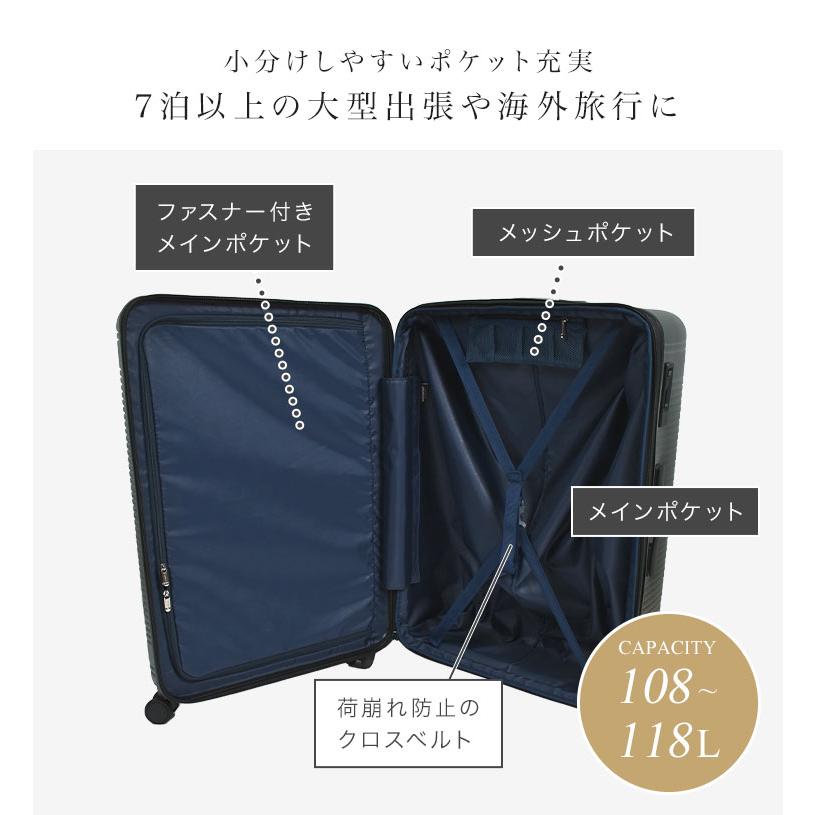 キャリーケース 7泊8日 8泊100l以上 リットル bermas 60298 スーツケース バーマス 海外 国内 旅行 フロントオープン USBポート 静音 軽量_12