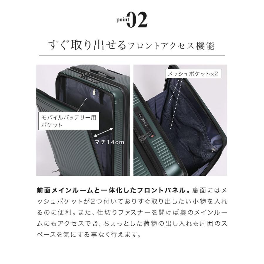 キャリーケース 7泊8日 8泊100l以上 リットル bermas 60298 スーツケース バーマス 海外 国内 旅行 フロントオープン USBポート 静音 軽量_7