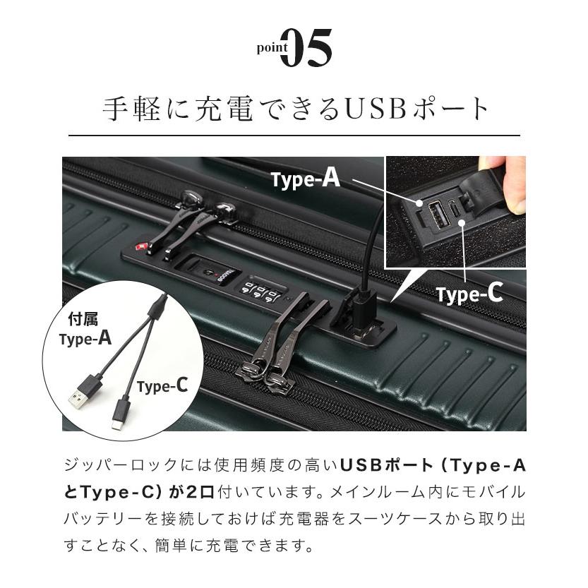 キャリーケース 7泊8日 8泊100l以上 リットル bermas 60298 スーツケース バーマス 海外 国内 旅行 フロントオープン USBポート 静音 軽量_10