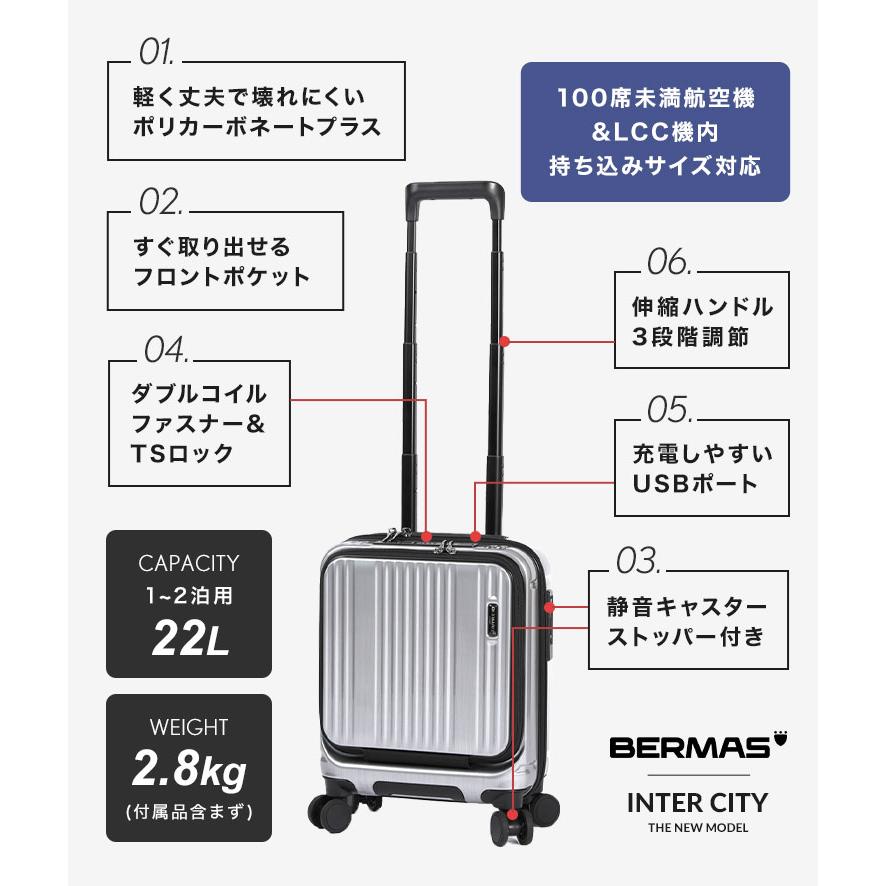 INTER CITY キャリーケース BERMAS 60524 機内持ち込み フロント