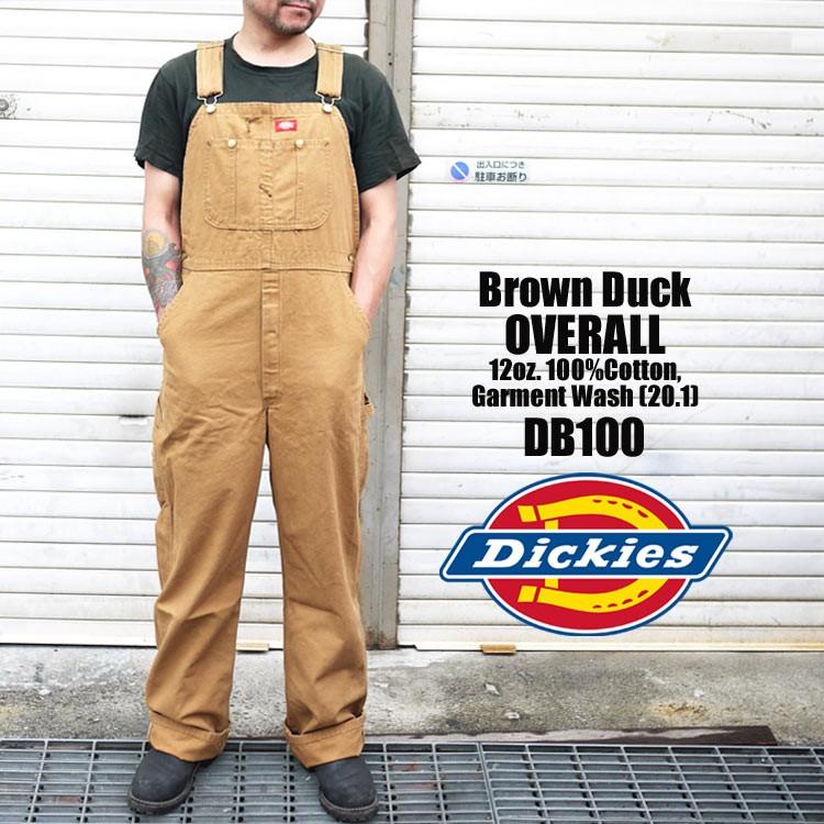 オーバーオール Dickies ディッキーズ DB100 DB-100 Brown-Duck ブラウン ダック ストライプ ワークショーツ ディッキ族 つなぎ 作業着 鞄｜tis