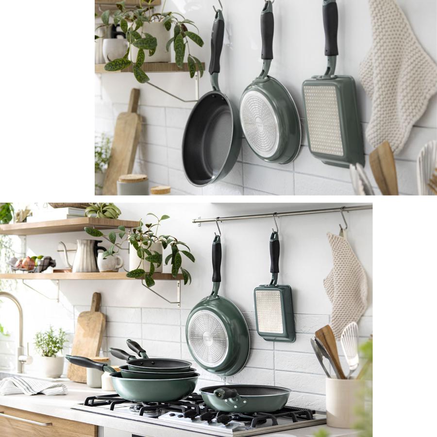 evercook GREEN フライパン 26cm IH ガス 軽い 浅型 LOW PFAS エバー