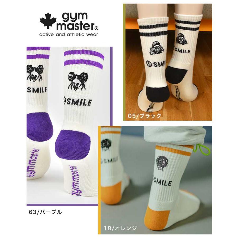 gym master（ジムマスター） 靴下 レディース メンズ SMILE刺繍ライン