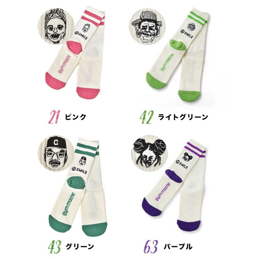 gym master（ジムマスター） 靴下 レディース メンズ SMILE刺繍ライン