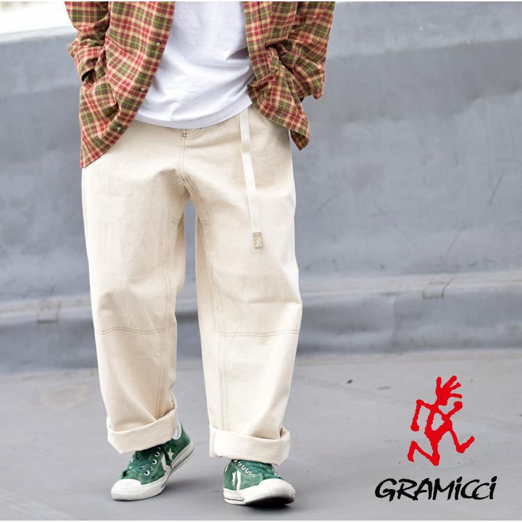 グラミチ パンツ デニム GRAMICCI メンズ レディース ワイドパンツ おしゃれ ホワイト 白 生成り デニム ベルト付き ウエストゴム オーバーサイズ M L XL 3L 鞄