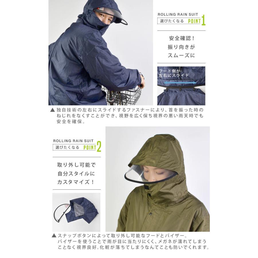 カジメイク レインスーツ 上下セット バイザー付き 回転フード 7541