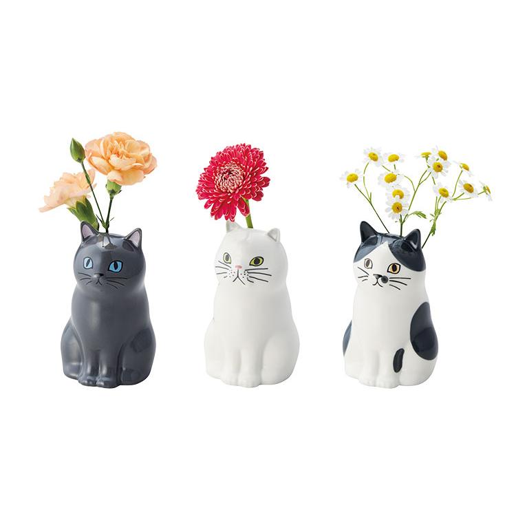花瓶 一輪挿し 陶器 ペン立て おしゃれ 動物 猫 ネコ ペンスタンド