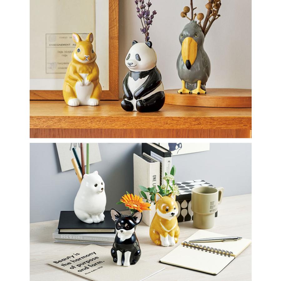 花瓶 一輪挿し 陶器 ペン立て おしゃれ 動物 犬 うさぎ パンダ