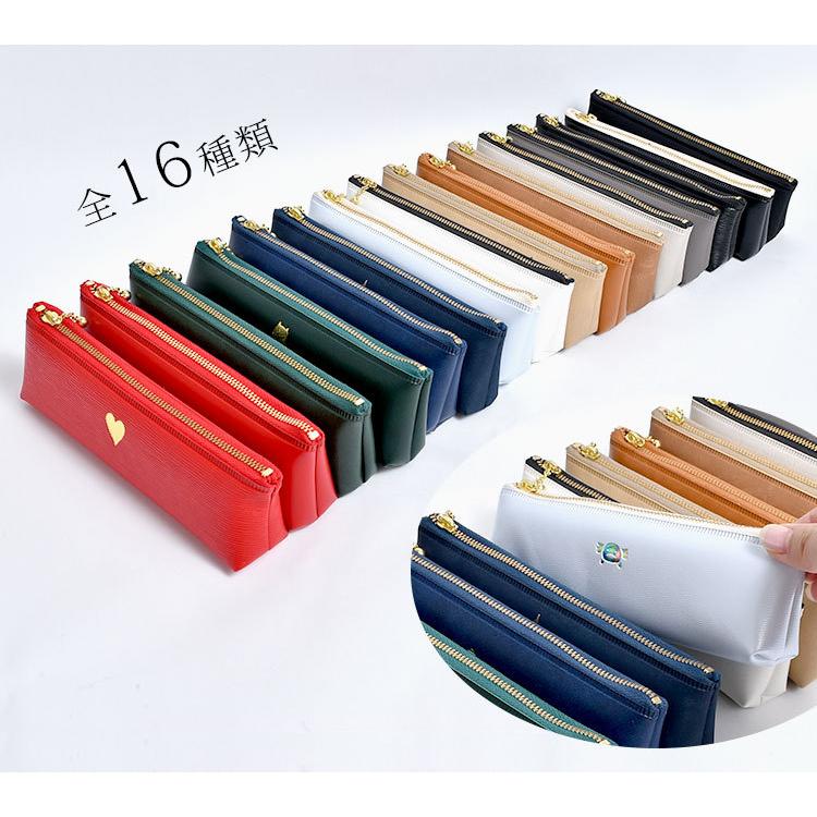 受注生産品 スリムペンケース シンプル 筆箱 ワンポイント 箔押し 中学生 高校生 大人 通勤 通学 小さめ コンパクト 軽量 日本製 オフィス かわいい 動物 合皮 Materialworldblog Com