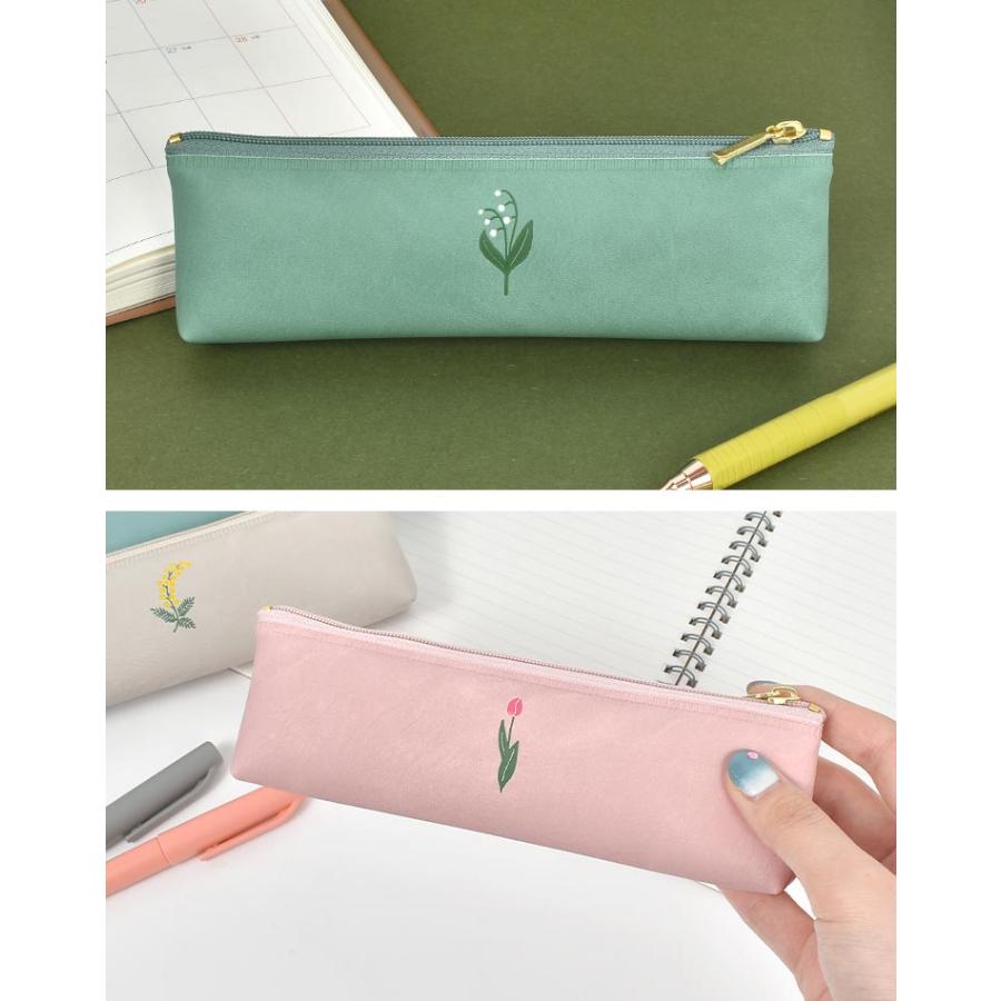 ペンケース スリム かわいい おしゃれ 本革風 大人 女子 ペンポーチ