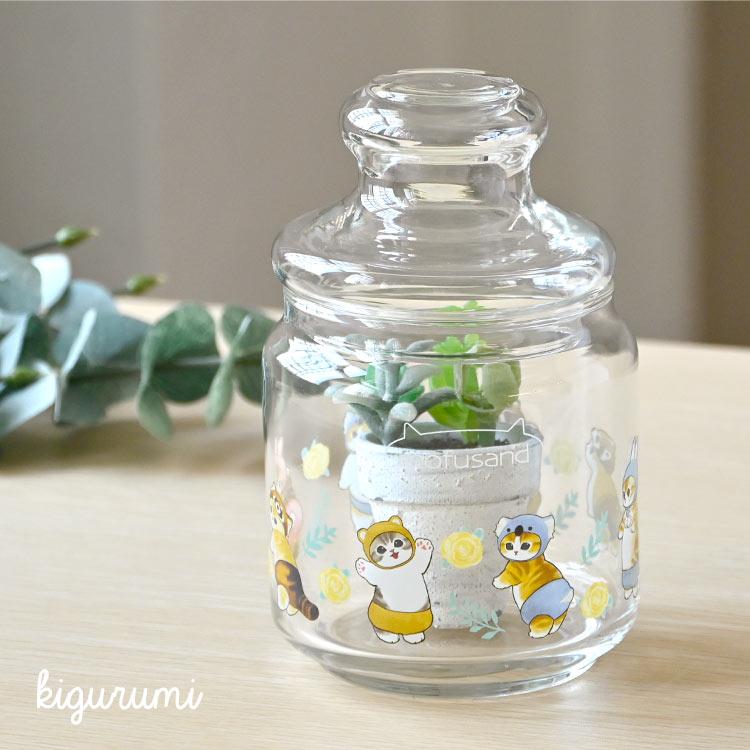 ガラスキャニスター mofusand もふさんど サメにゃん 蓋付き かわいい