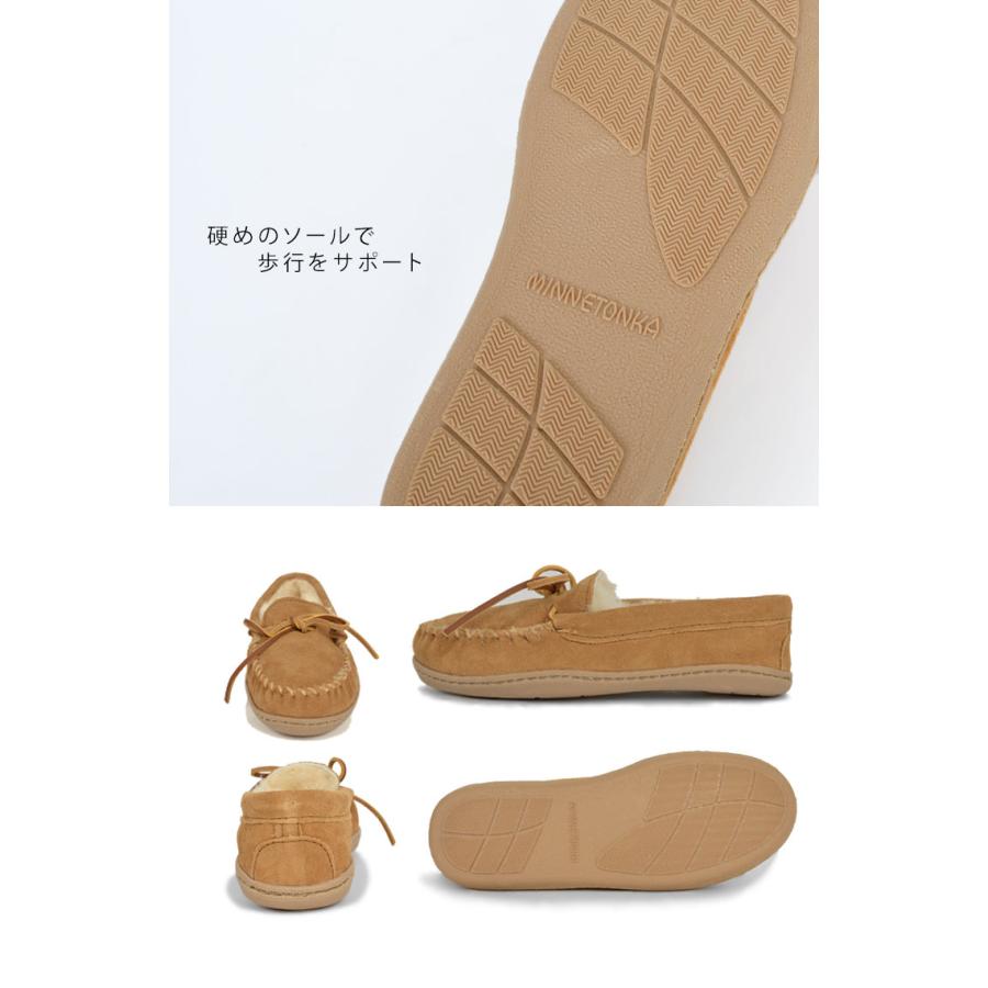 ミネトンカ シープスキン ハードソールモカシン MINNETONKA SHEEPSKIN HARDSOLE MOC ファー 正規品 スエード レディース 本革 撥水 ブラック ブラウン 鞄｜tis｜10