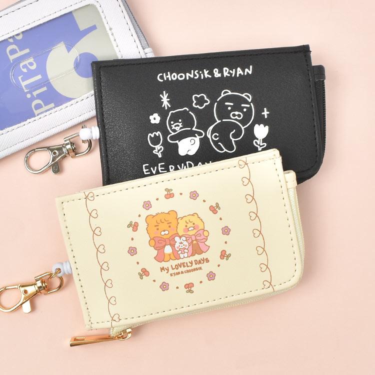 キーケース パスケース 一体型 リール付き カカオフレンズ 韓国