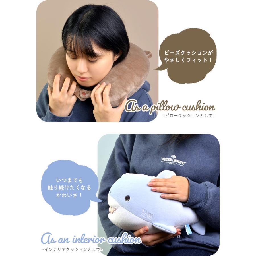ネックピロー 子供 車 旅行用 首枕 お昼寝枕 ぬいぐるみ 2way イルカ