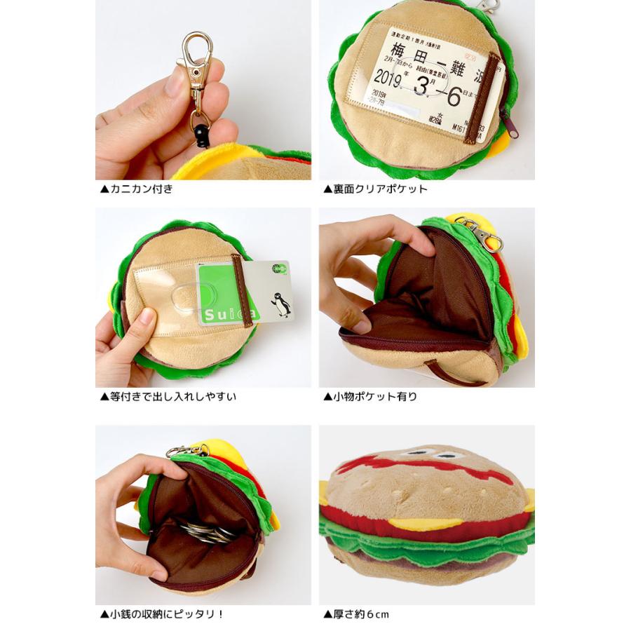 パスケース 定期入れ リール付き ぬいぐるみ かわいい ハンバーガー