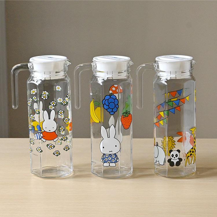 Miffy（ミッフィー） ガラスピッチャー 蓋付き 1.1L おしゃれ 麦茶