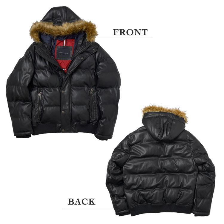 トミーヒルフィガー 牛革 オールレザー 中綿 キルティング スタジャン M TOMMY HILFIGER（トミー・ヒルフィガー） ダウンジャケット メンズ